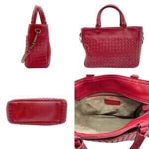 Bottega Veneta Handbag Shoulder Leather Bag Red Intrecciato